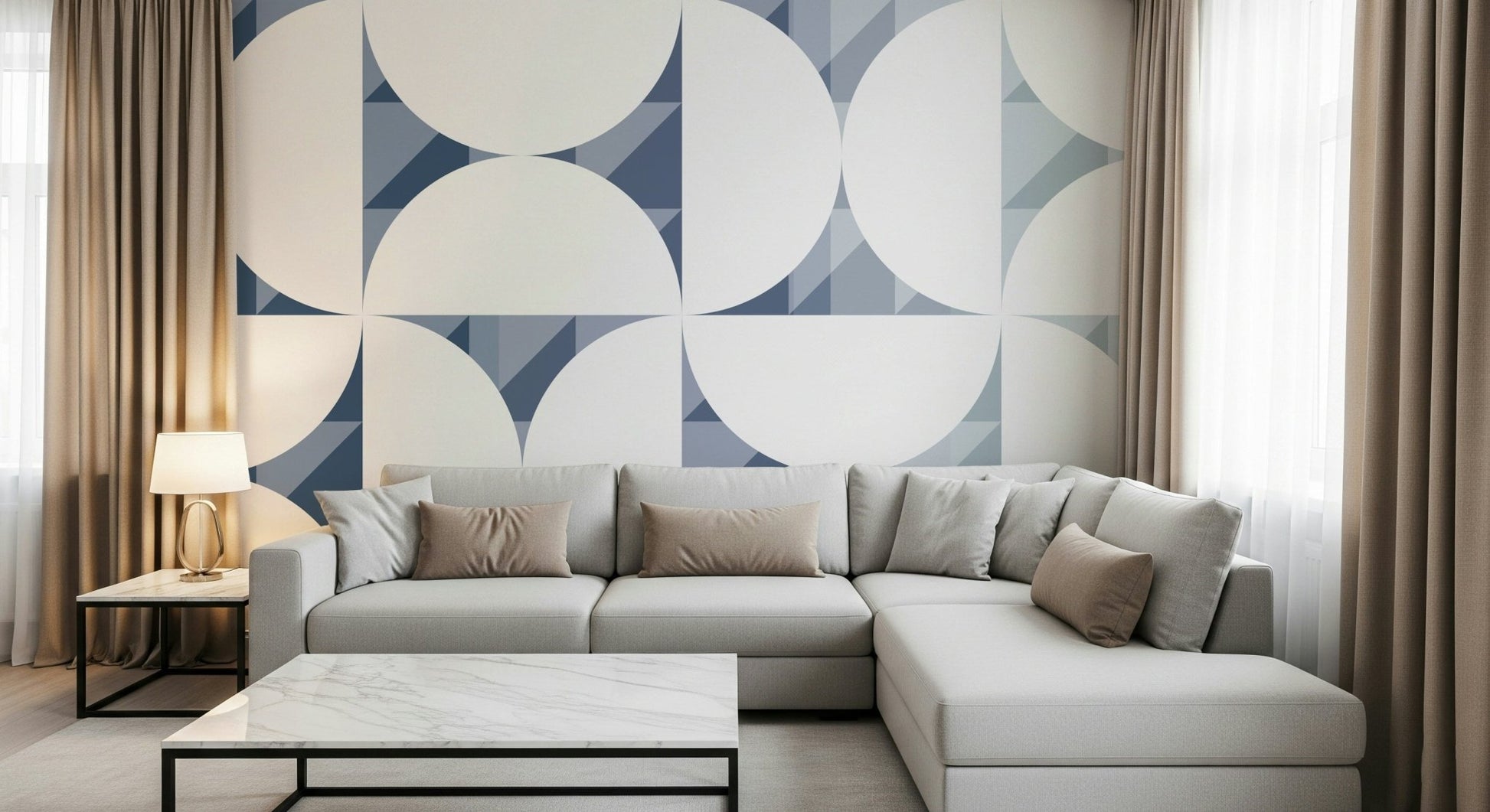 A contemplative geometric design wallpaper mural for a feature wall., GD5329