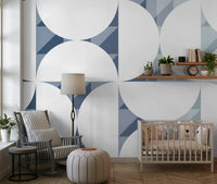 An artistic abstract shape mural on minimalist wallpaper., GD5329
