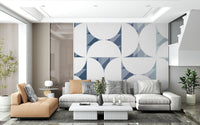 A peaceful geometric design mural on decorative wallpaper., GD5329
