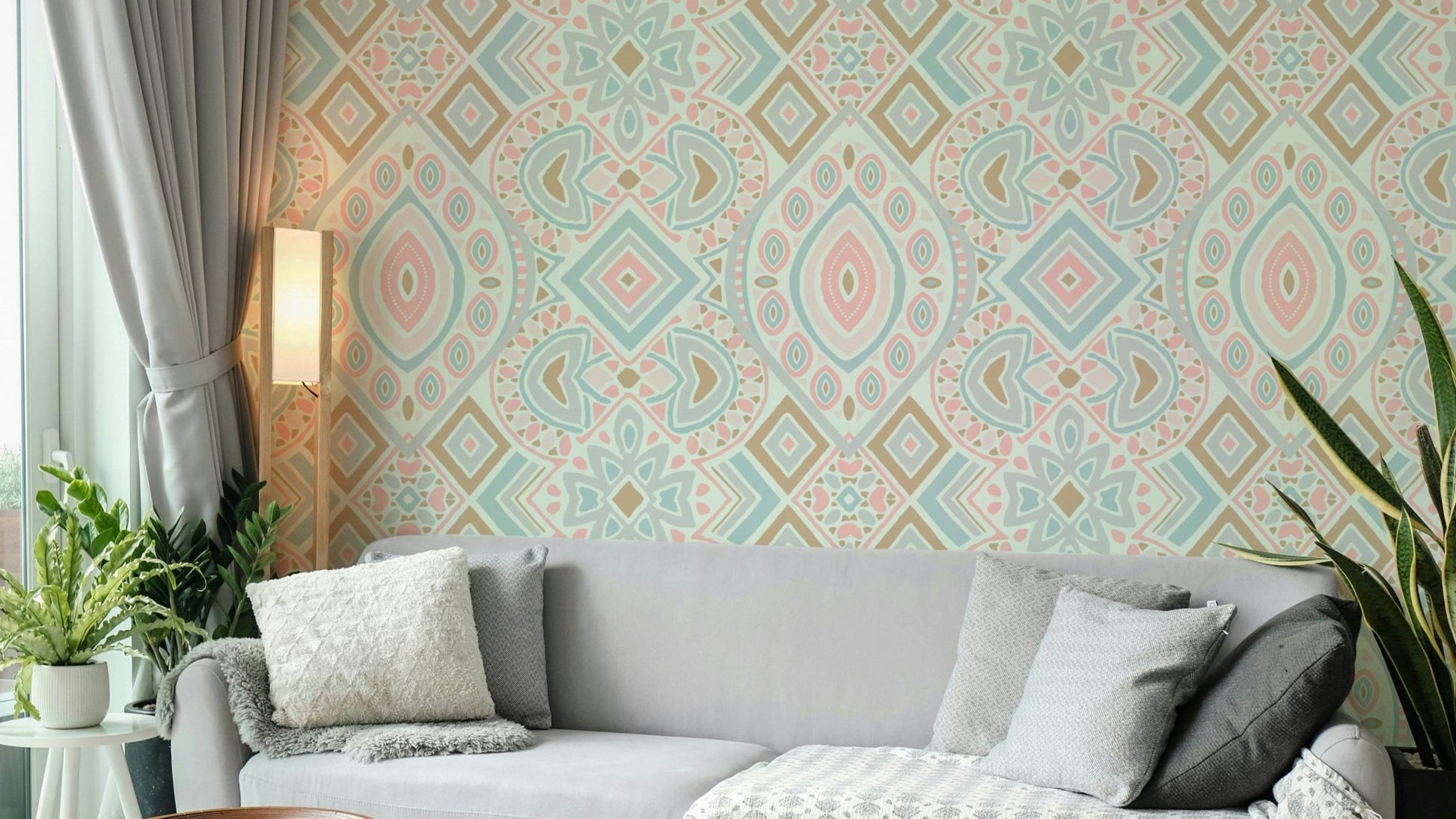 A modern wallpaper with an intricate, geometric design.

