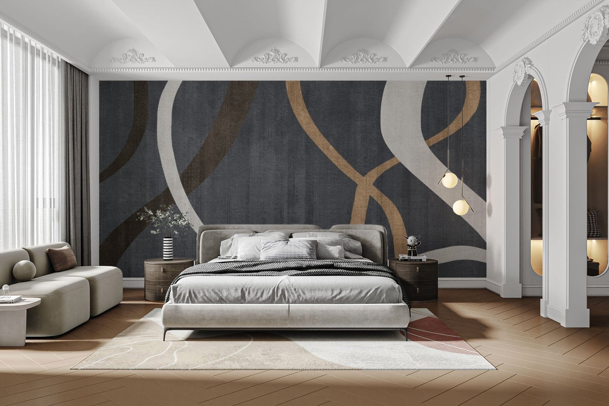 Abstract geometric wallpaper mural D128

