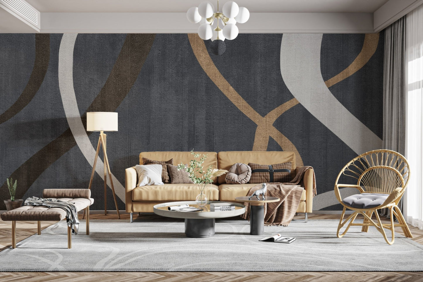 Bold geometric abstract wall design D128
