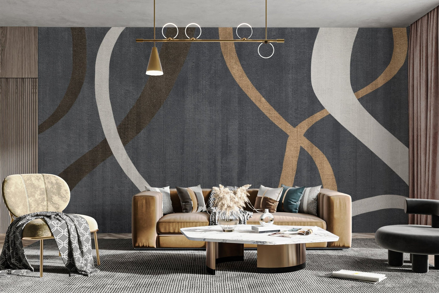 Abstract wall mural with brushstrokes D128