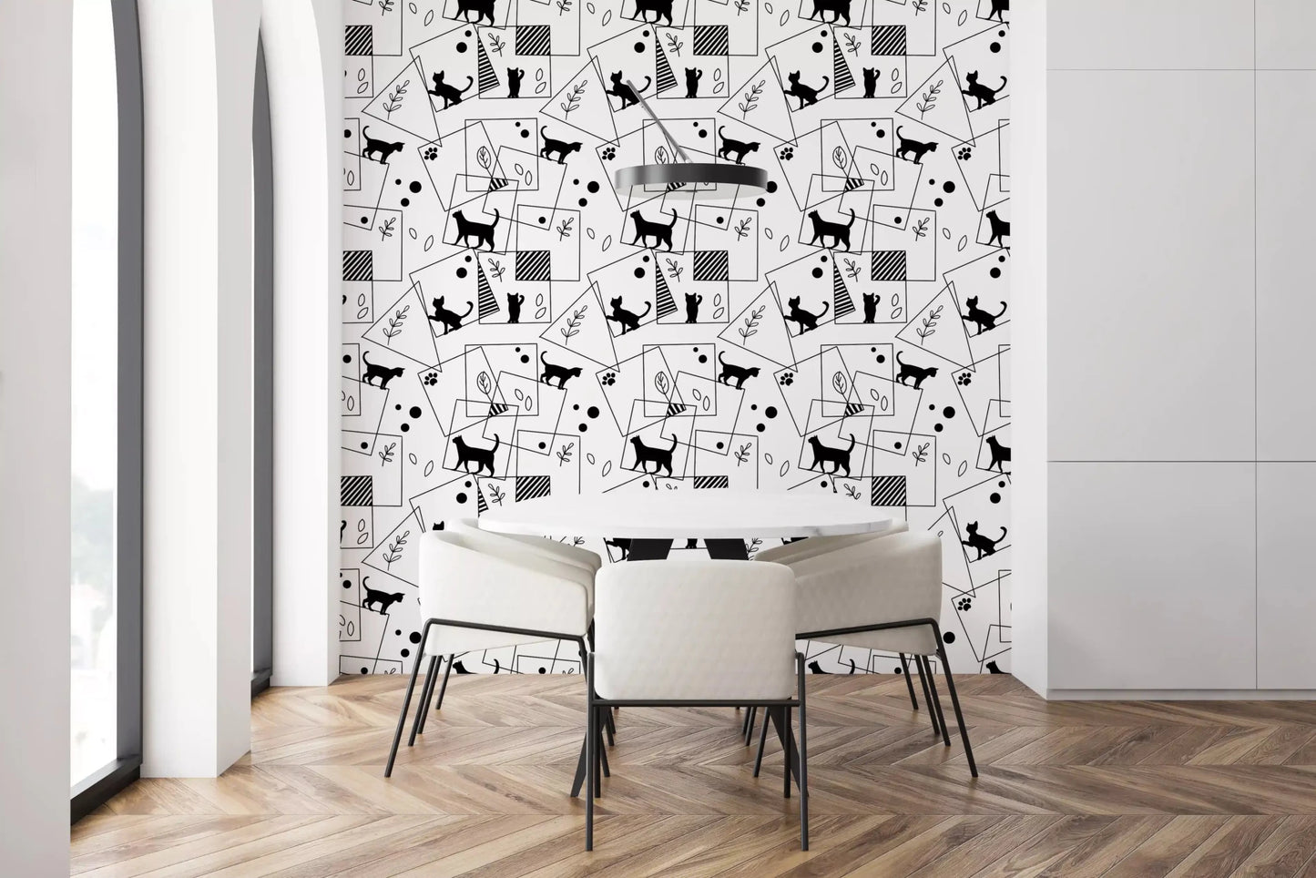 This Dining room intricate Geometric Cats wallpaper⁠GD9452