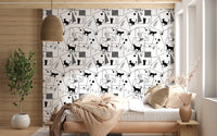 Dynamic energy defines a modern Bedroom with Geometric Cats wallpaperGD9452