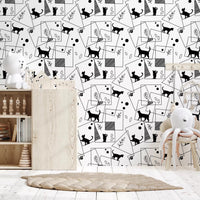 A playful atmosphere fills the nursery with Geometric Cats wallpaperGD9452