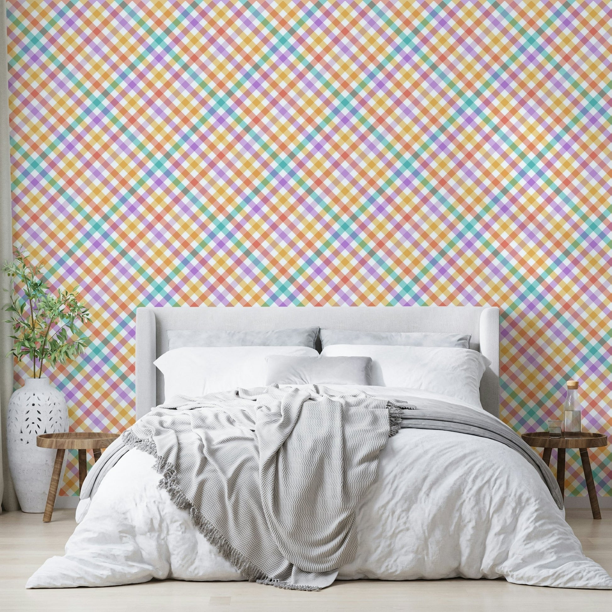 Pastel checks wall mural

