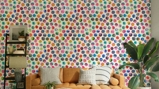 Colorful ink dot wall mural

