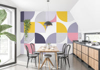 Trendy Geometric Rainbow Wall Mural for Homes
