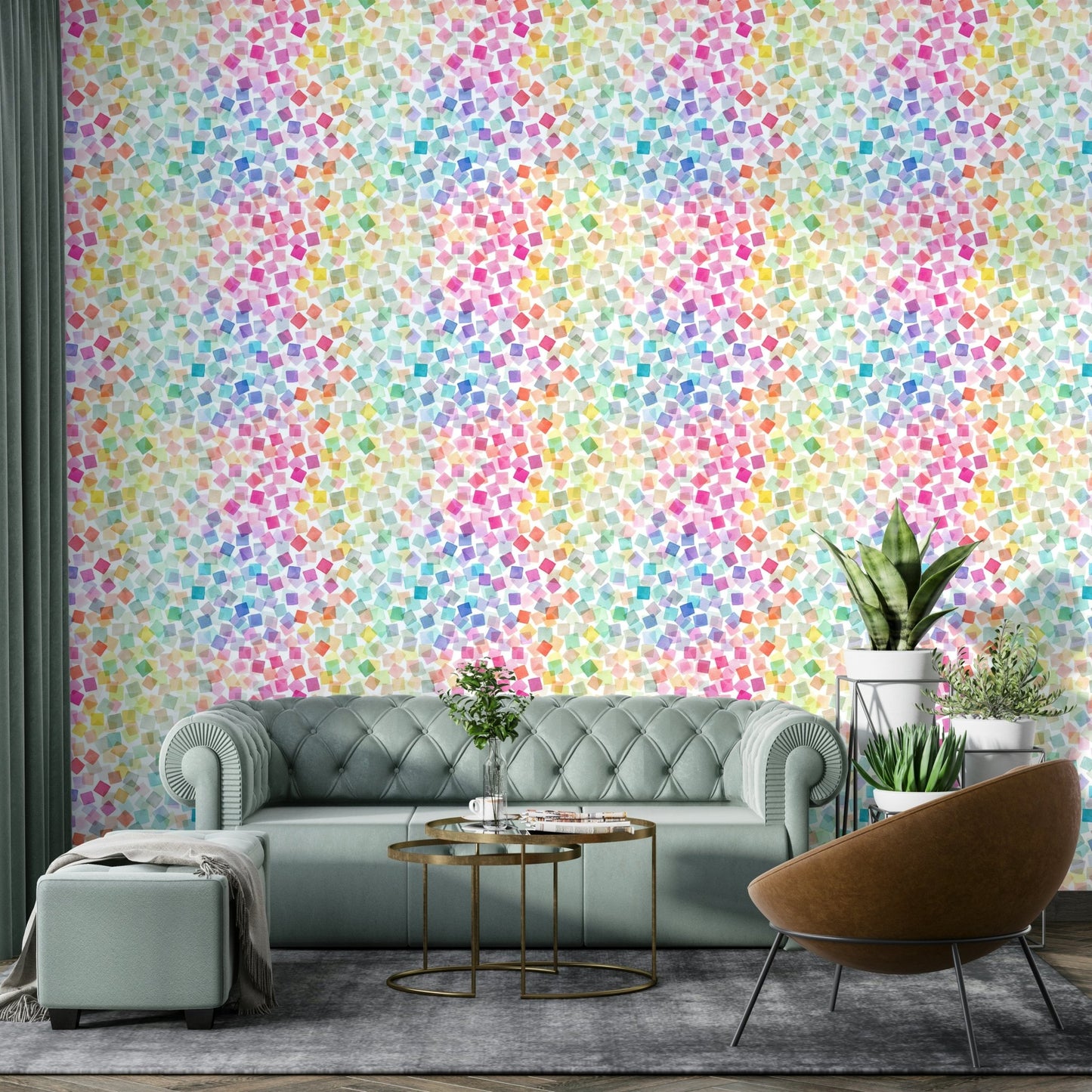 Rainbow confetti wall mural

