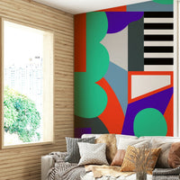 Clean-line geometric wallpaper in soft tones

