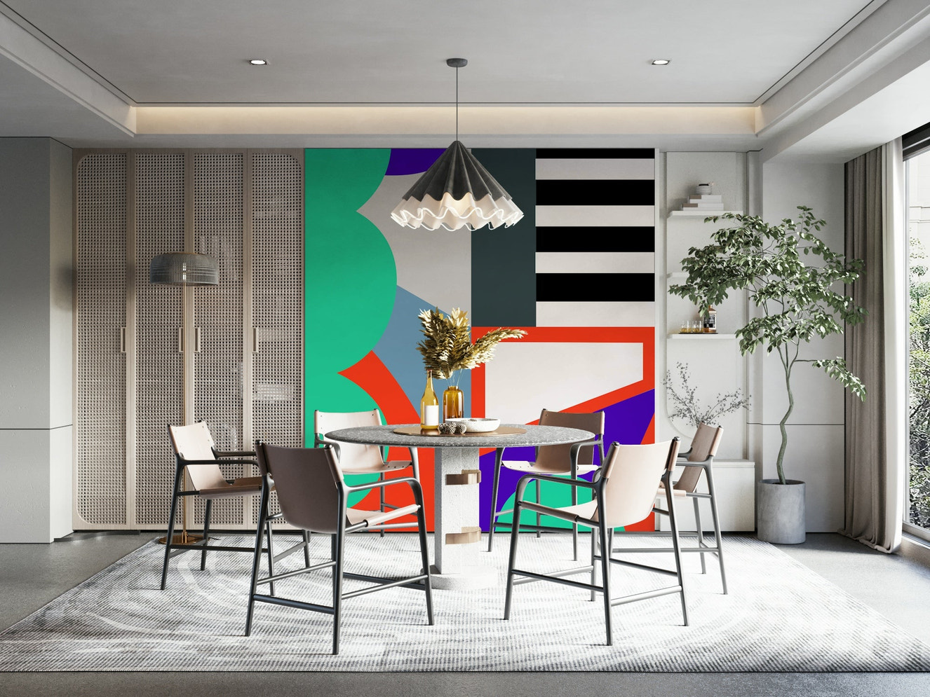 Geometric Echoes wall mural full design view

