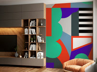 Minimalist mural wallpaper with structured patterns

