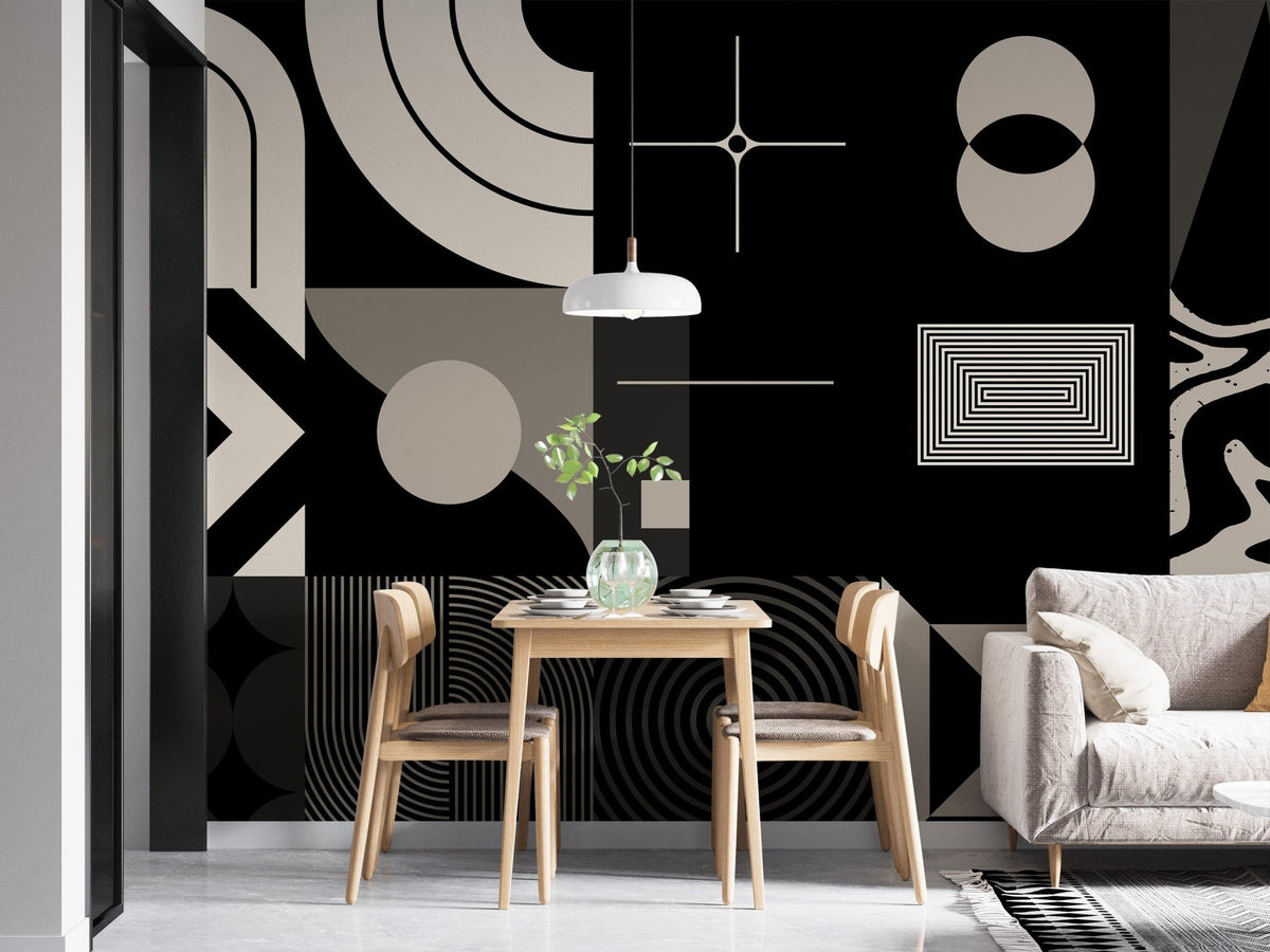 Abstract geometric shapes wallpaper with modern elegance, B306