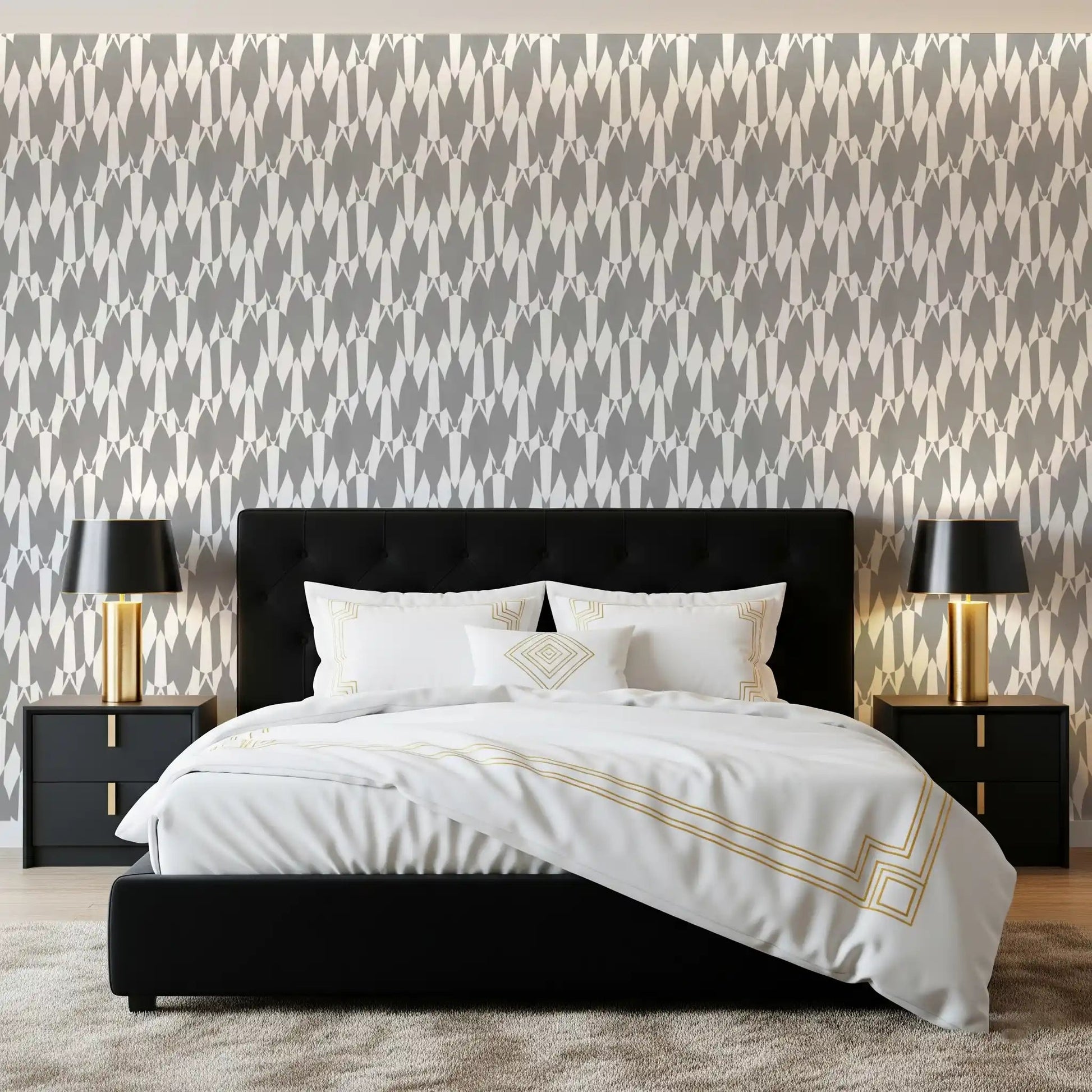 Sharp pointed tips meet rounded shoulders in this Teardrop Geometry wallpaper repeat.⁠GD9526