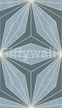 Intricate light blue Geometric Flowers Radiance wall paper print.