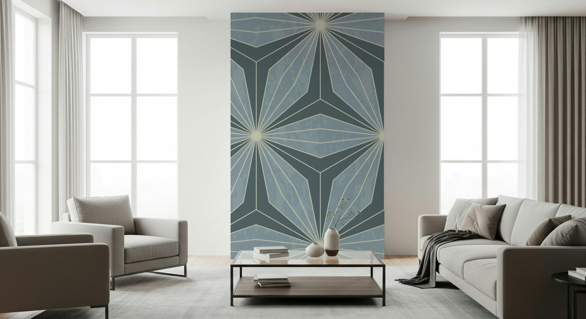 Artistic starburst Geometric Flowers Radiance removable wallpaper.