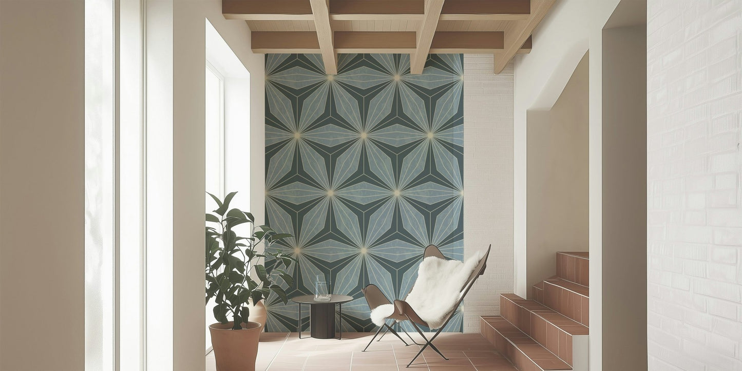 Contemporary tessellation Geometric Flowers Radiance mural.