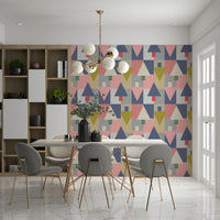 Harmony wallpaper featuring interlocking forest shapes in a quiet reading nook., GD7853