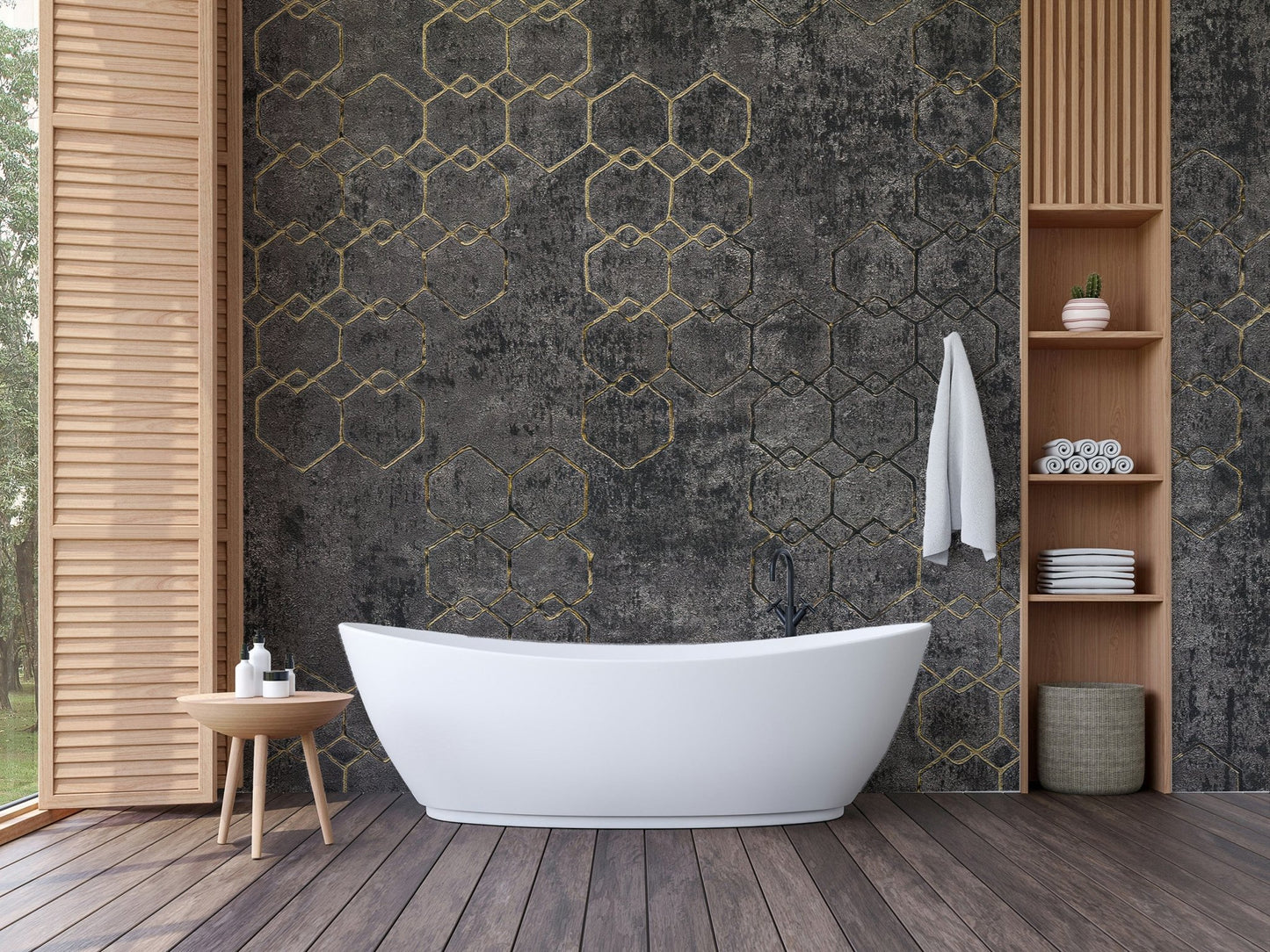Metallic gold geometric wall texture B923
