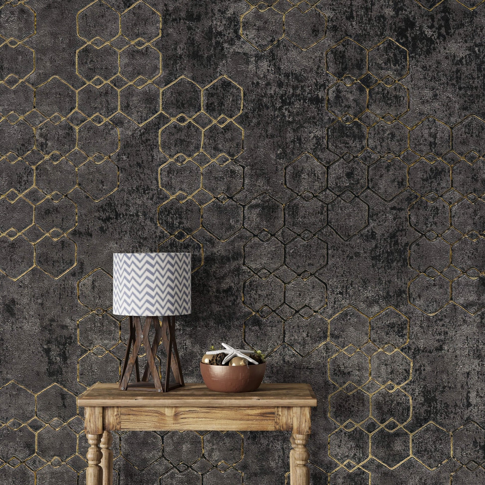 Sleek geometric gold wall finish B923

