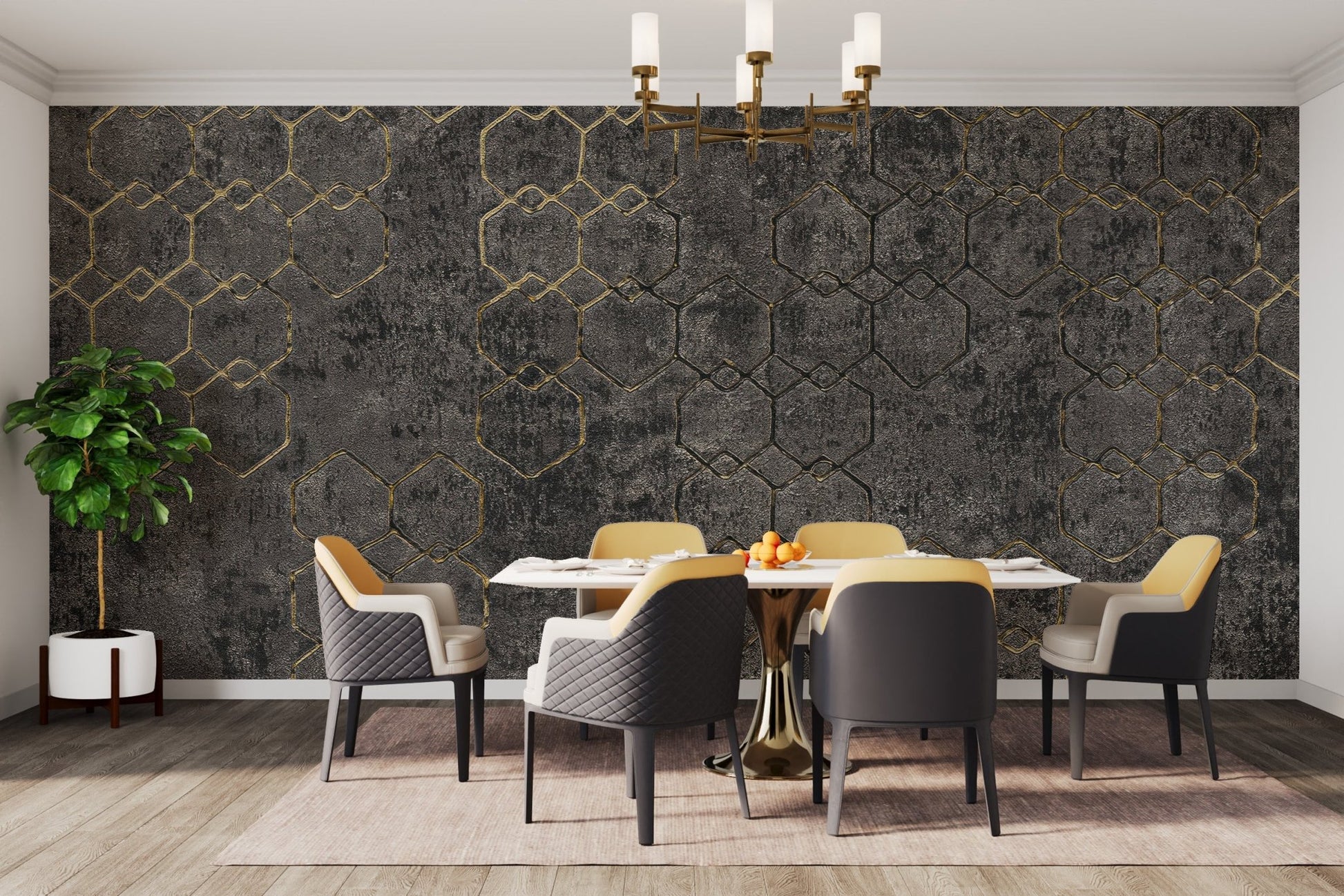 Modern gold and concrete wallpaper B923
