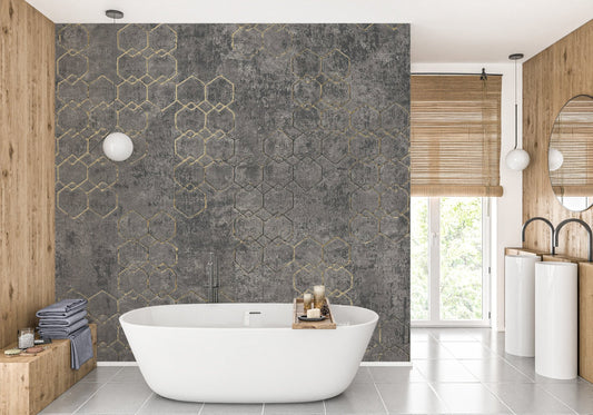 Luxurious gold concrete wallpaper design
 B923
