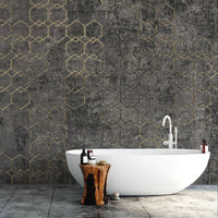 Geometric gold pattern concrete wall B923

