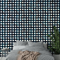 Hand-painted grid wallpaper

