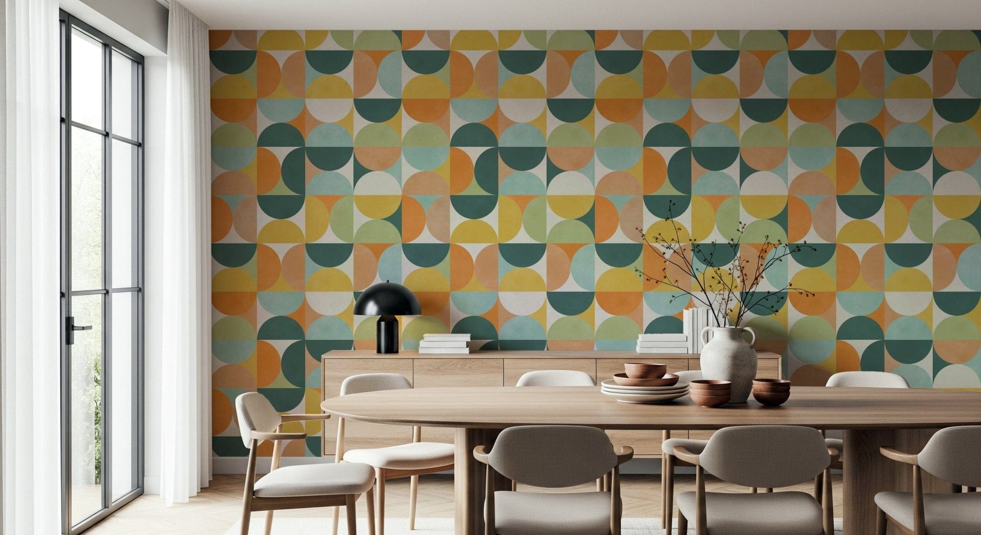 Wall mural Geometric Harmony 2, maximalist geometric repeating image.