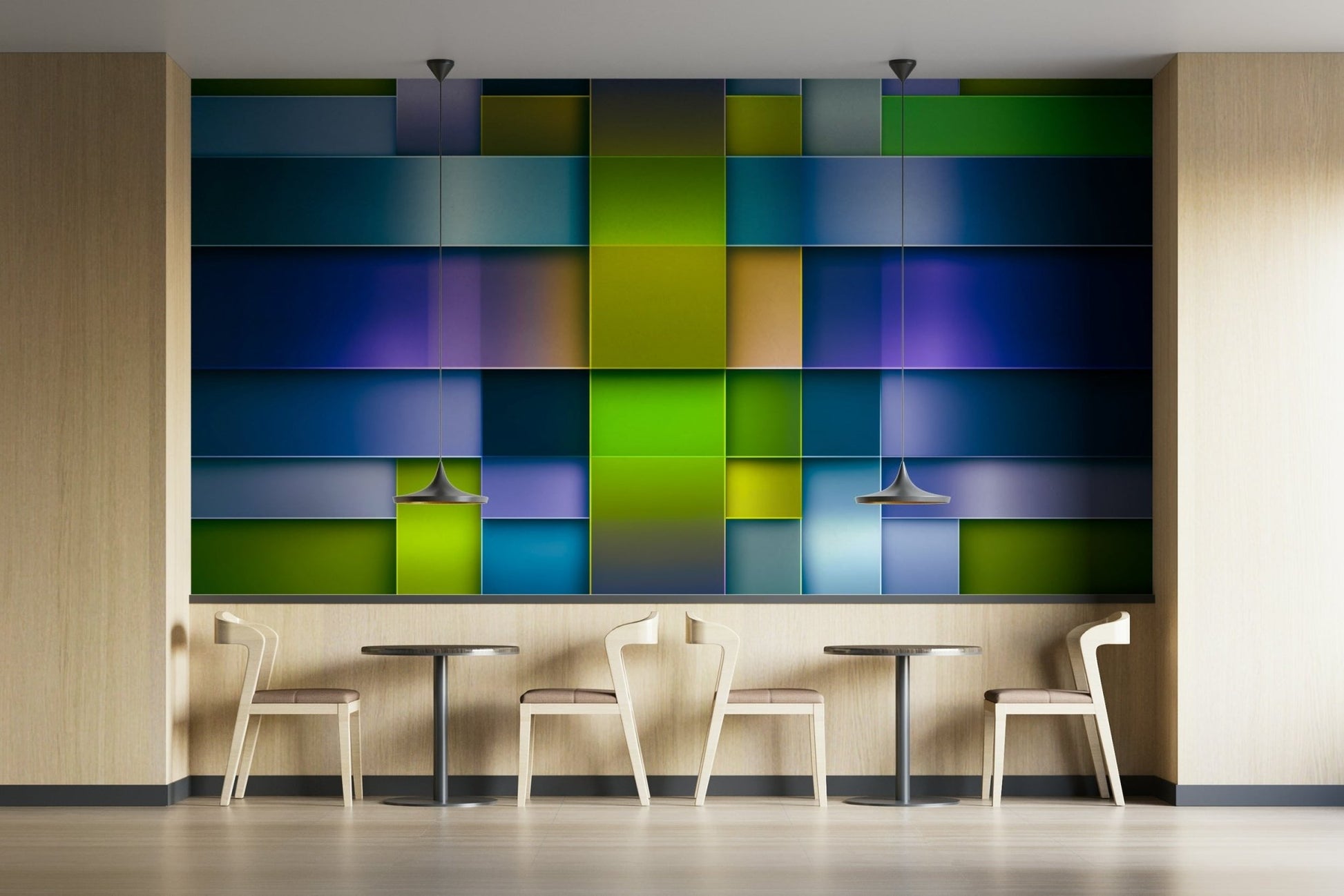 Creative mural with layered rectangles, GD2395