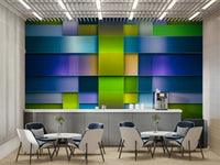 Blue and green wall design with structure, GD2395