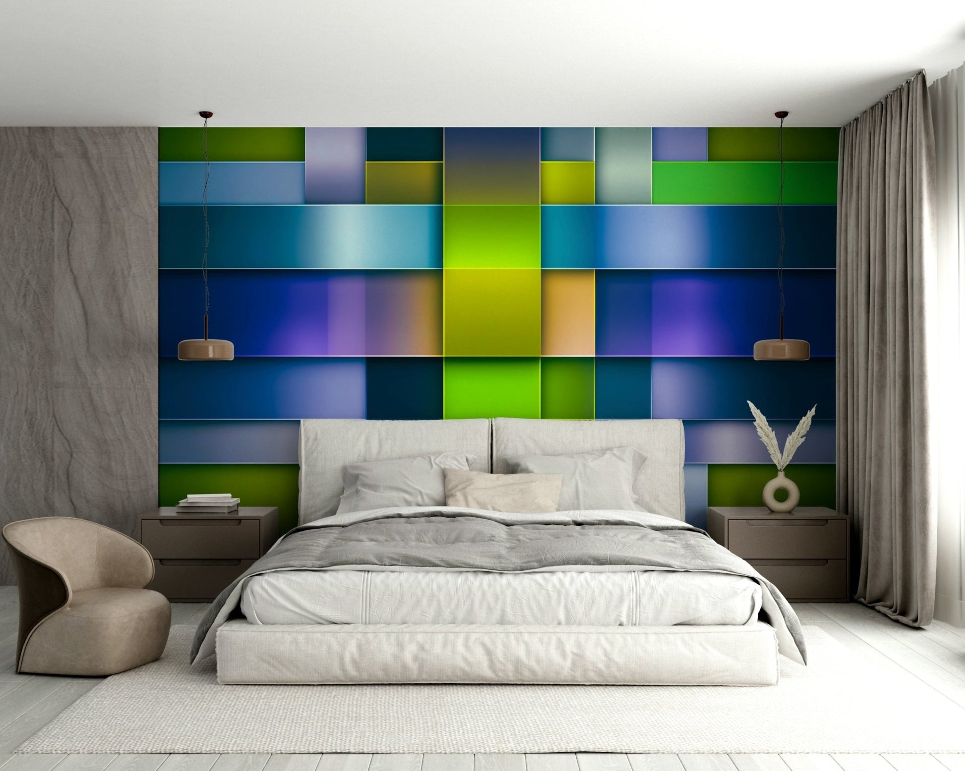 Abstract wall mural with sharp lines, GD2395