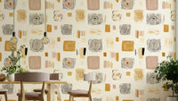 Abstract geometric pattern wallpaper for living rooms.

