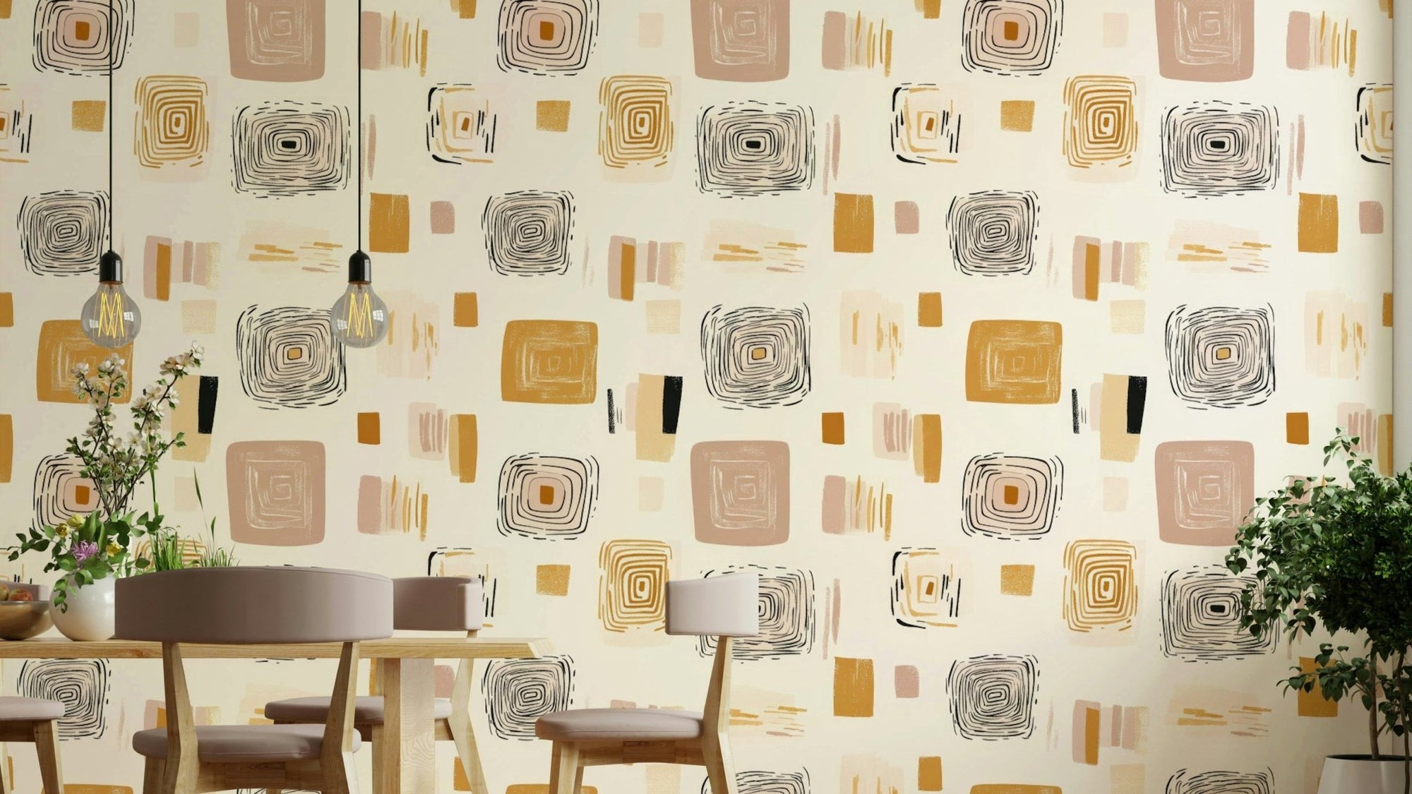 Abstract geometric pattern wallpaper for living rooms., GD1737
