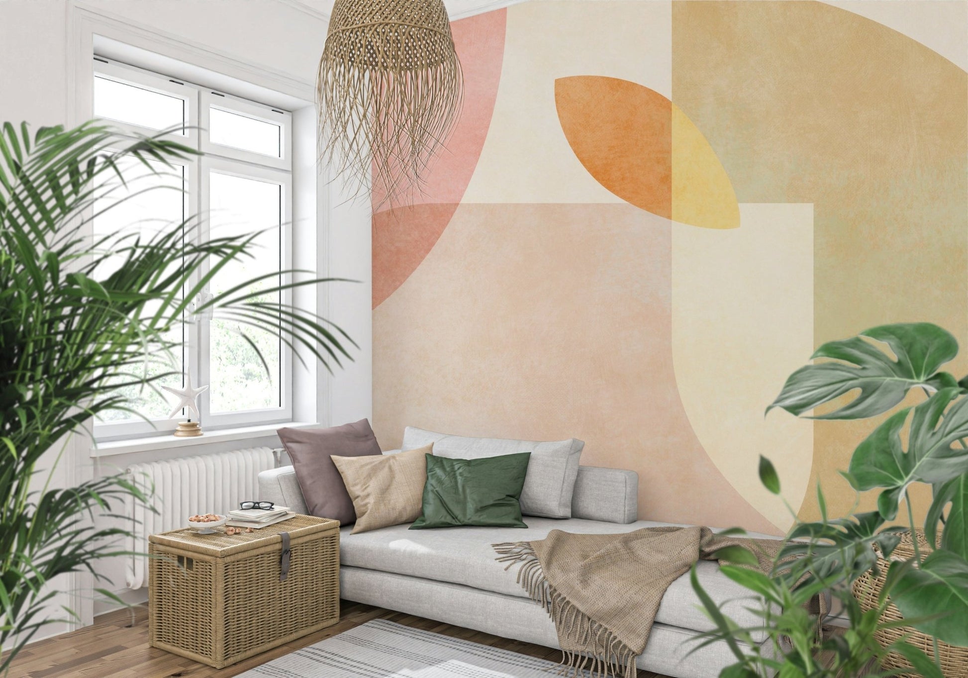 A beautiful abstract geometric wallpaper mural for a modern home.

