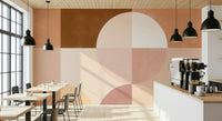 An artistic modern shape mural on minimalist wallpaper., GD5207