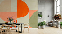 A beautiful modern art wall mural for a living room.