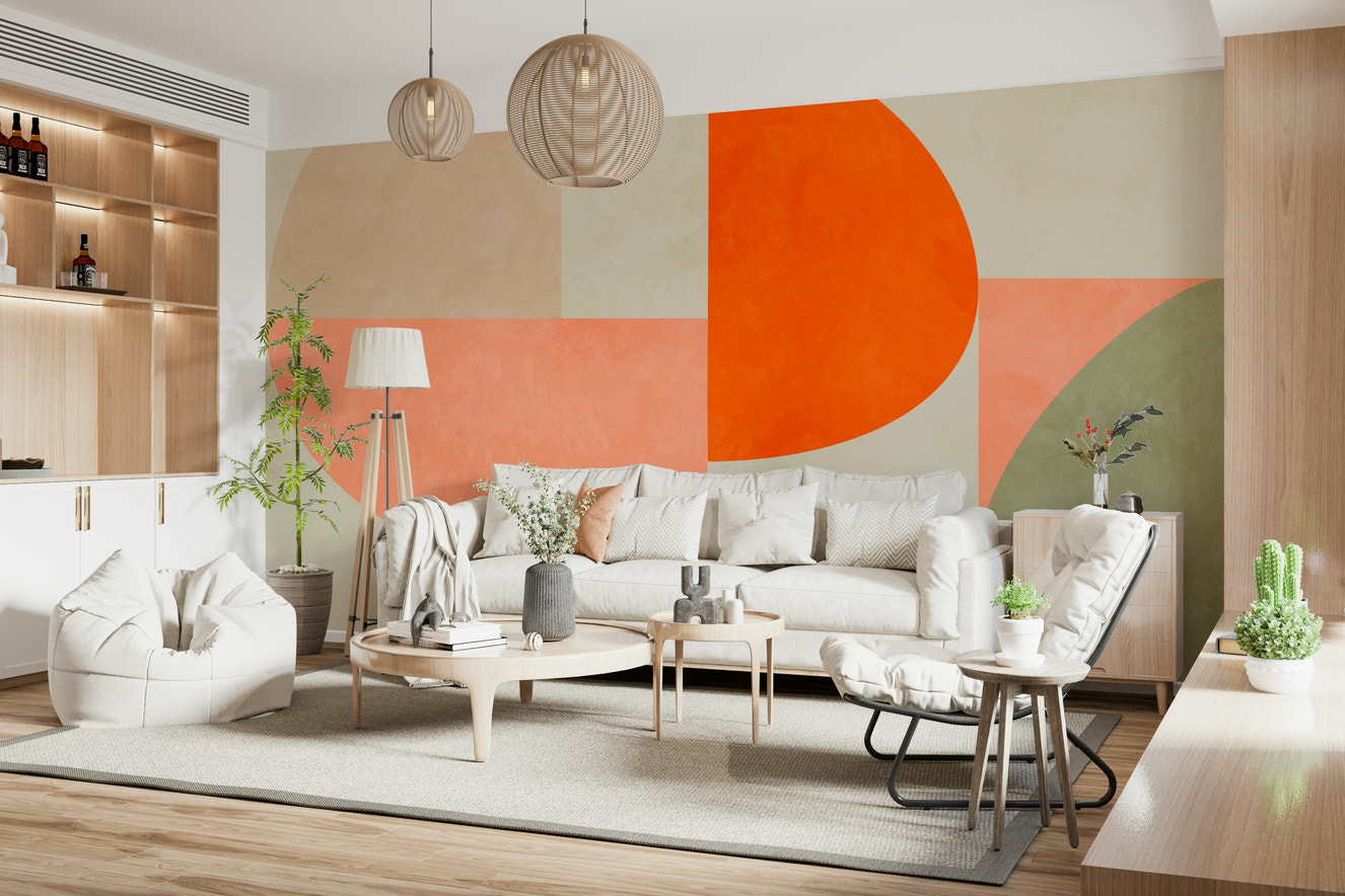 A beautiful abstract geometric wallpaper mural for a modern home.