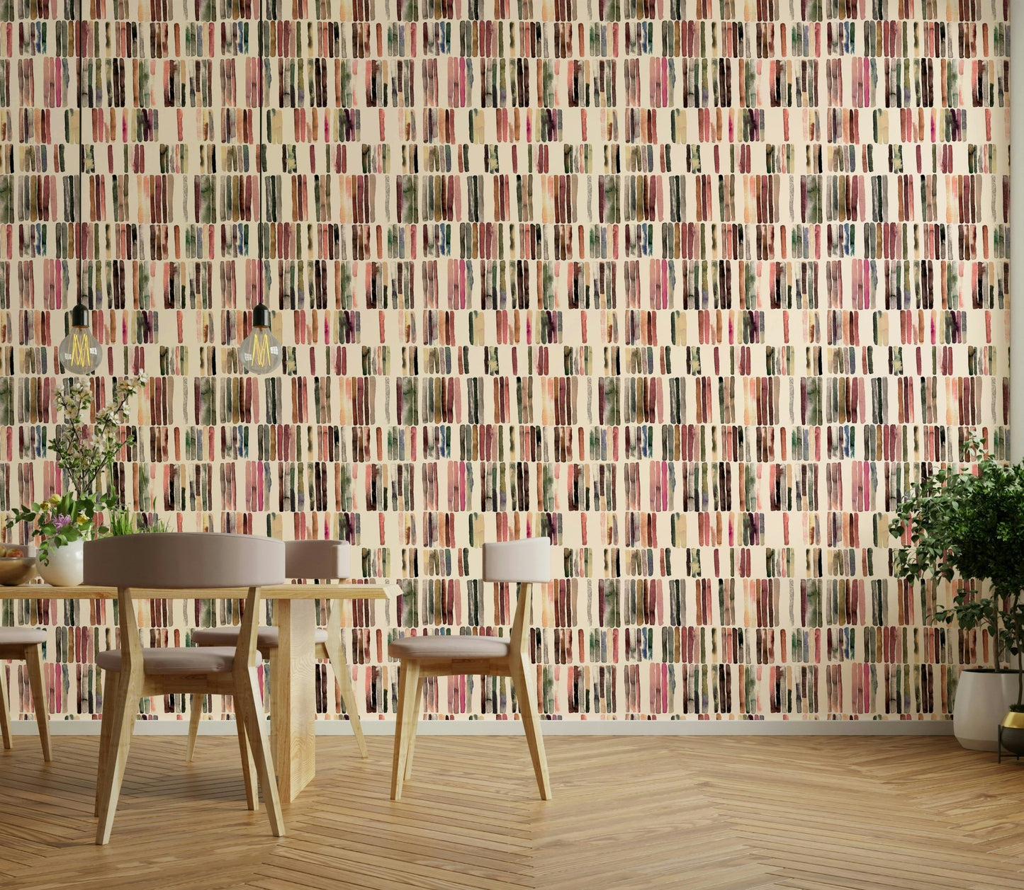 Hand-drawn stripe wall mural

