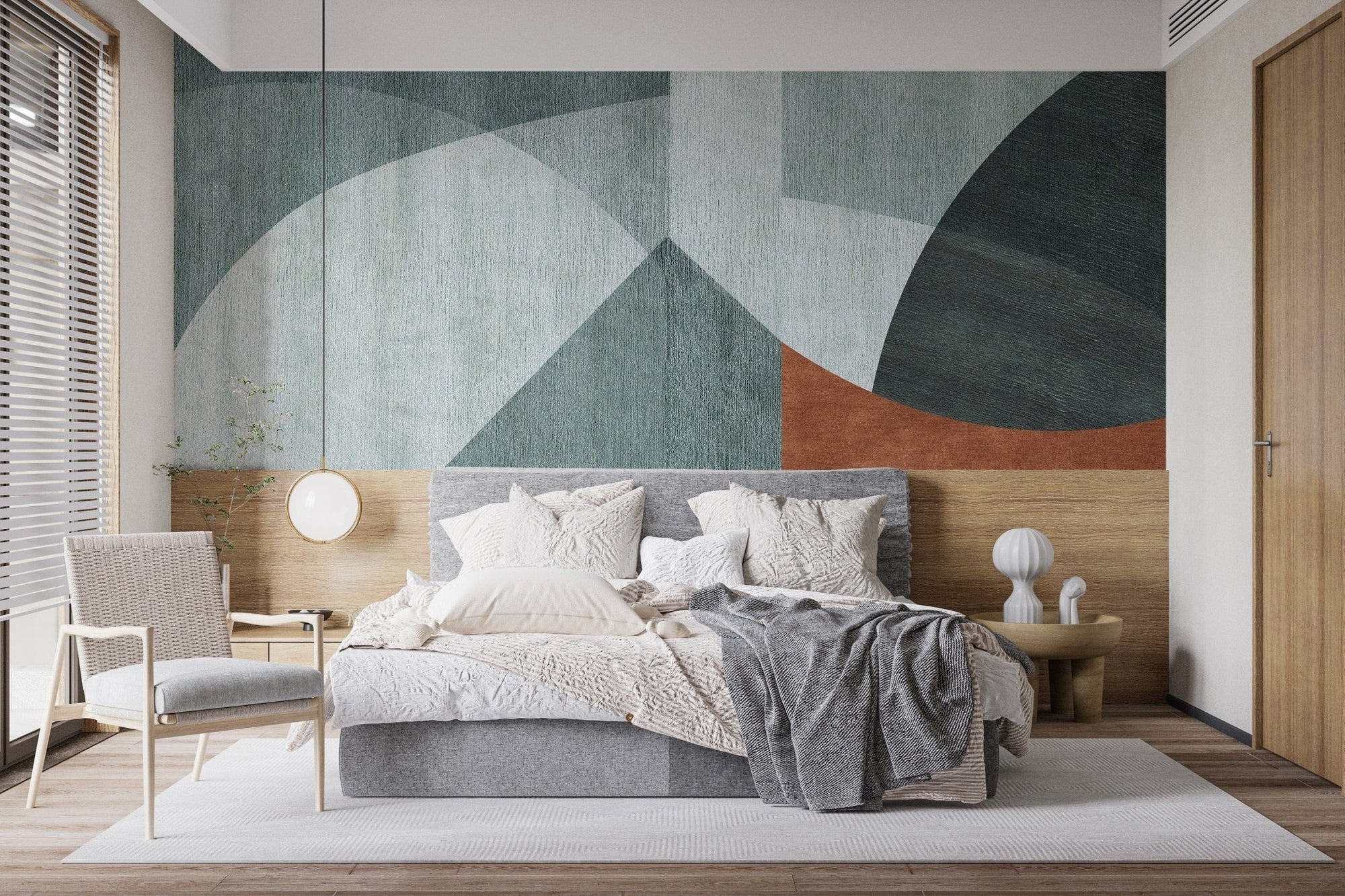 Modern geometric wallpaper design for minimalist spaces, B303