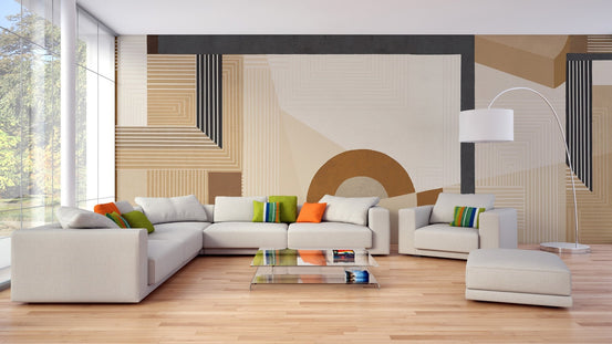 Modern geometric wall mural for a stylish living room C437