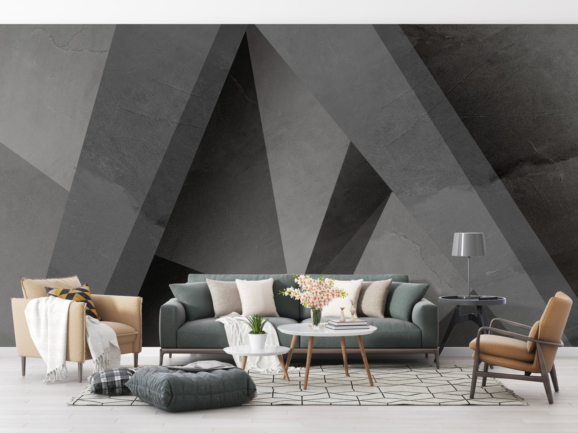Monochrome geometric wallpaper design A107
