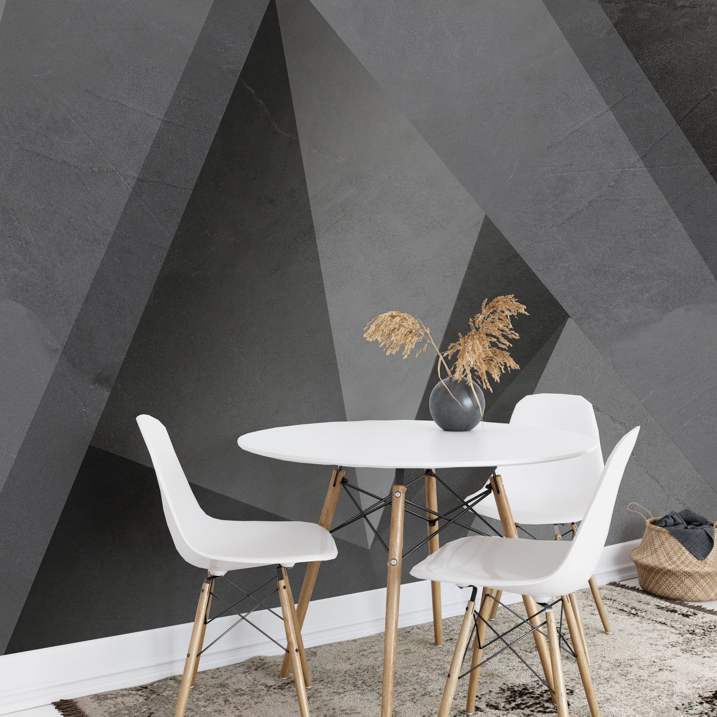 Geometric Monochrome Patterned Wallpaper Mural - Giffywalls
