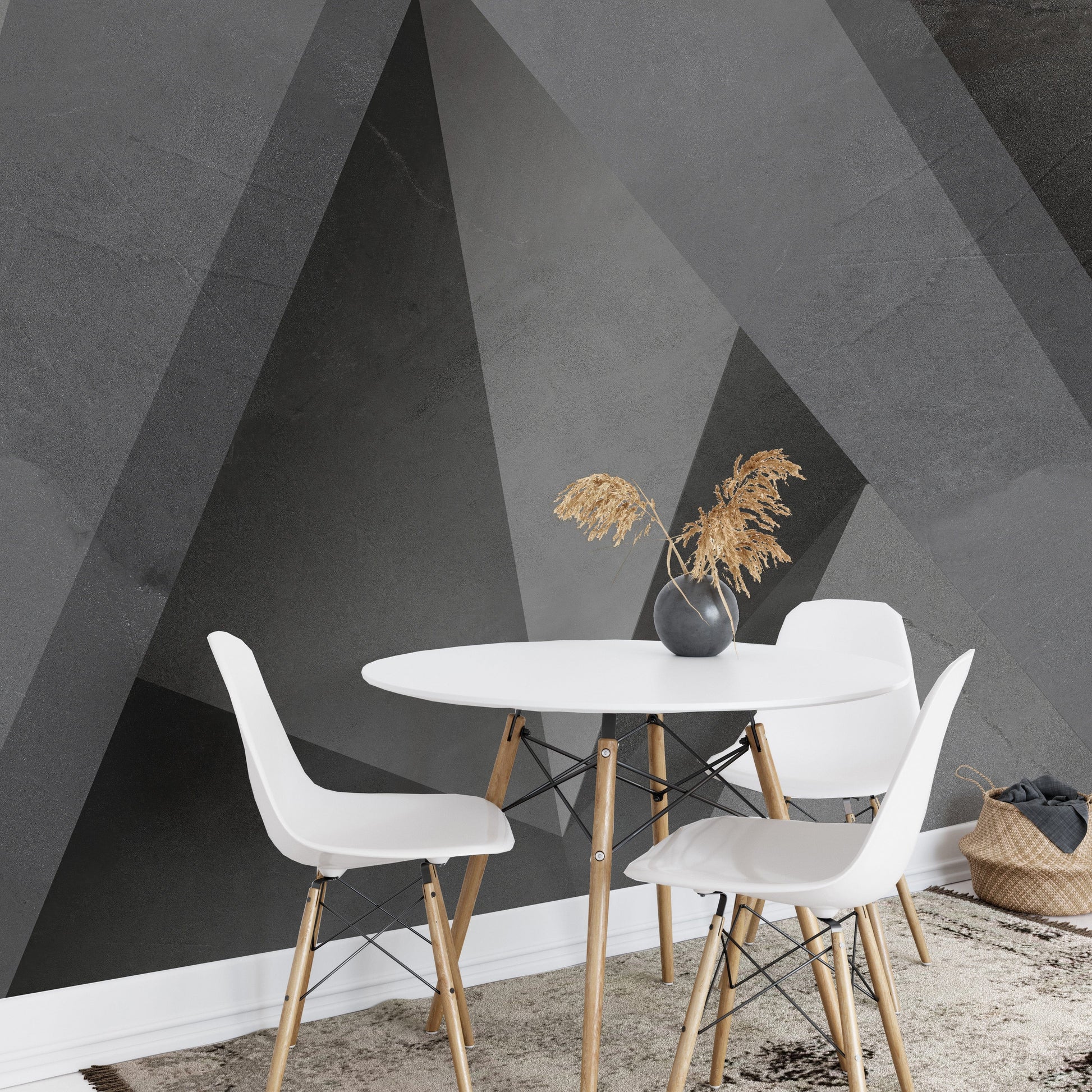 Geometric Monochrome Patterned Wallpaper Mural - Giffywalls