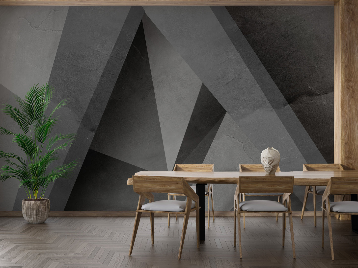 Geometric Monochrome Patterned Wallpaper Mural - Giffywalls