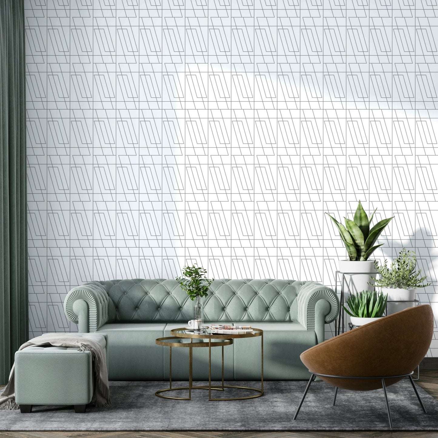 Geometric Outline Rhythm wallpaper on a wall

