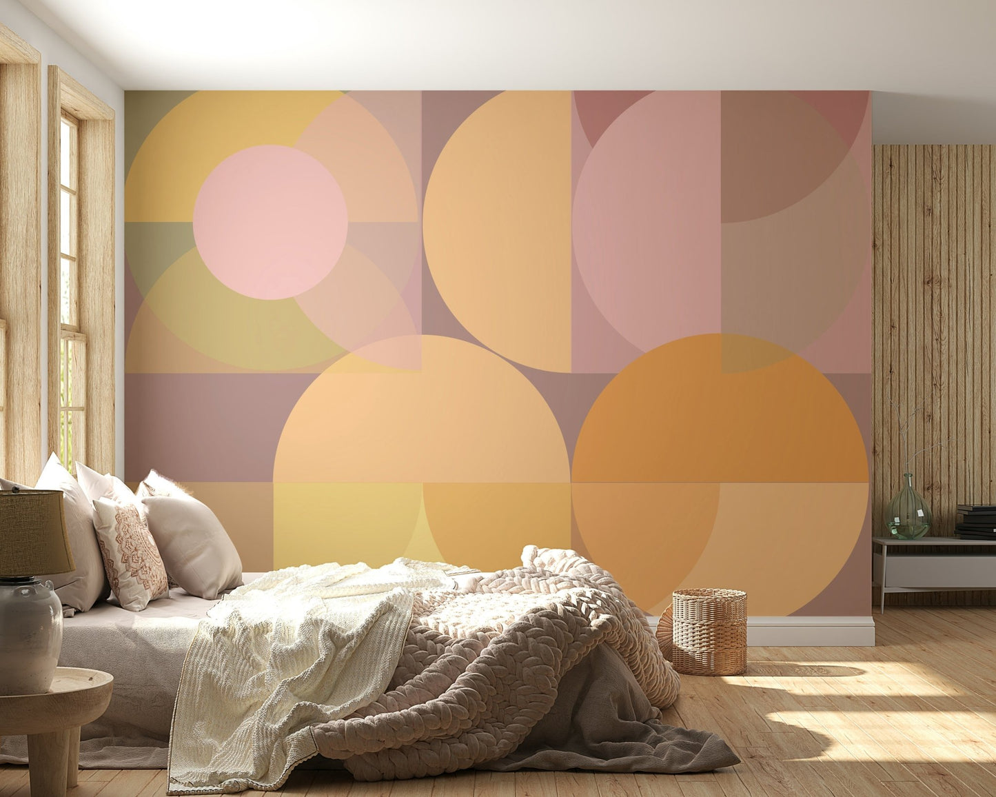 Contemporary home office with the Geometric Pastel Harmony Wall Mural., GD6227