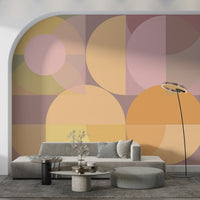 Soft pink and blue geometric pattern of the Geometric Pastel Harmony Wall Mural., GD6227