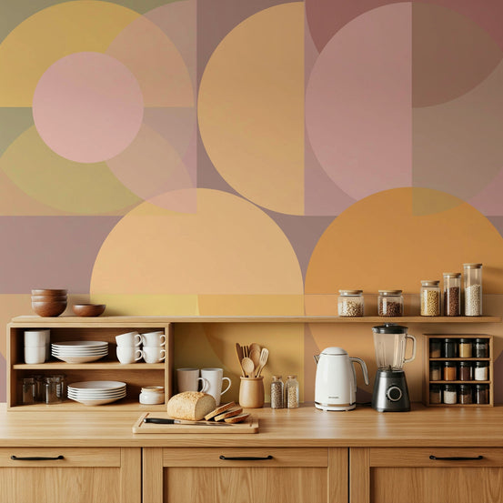 Geometric Pastel Harmony Wall Mural in a light, airy nursery., GD6227